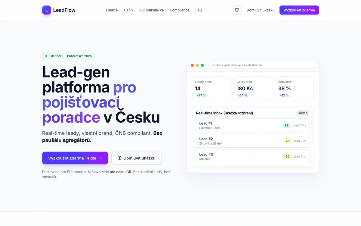 LeadFlow a PojistOS — screenshot
